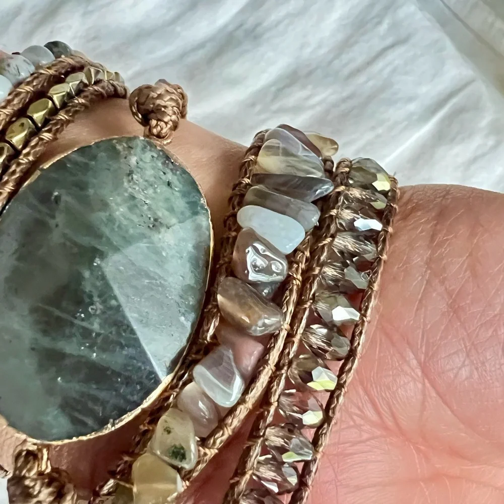 Labradorite + Botswana Agate Wrap Bracelet
